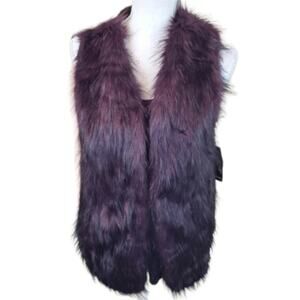 Shelby Collection Medium Burgundy Faux Fur Vest